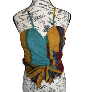 Cider Women’s Wrap Around Crop Top Size XL Colorful Spaghetti Straps New